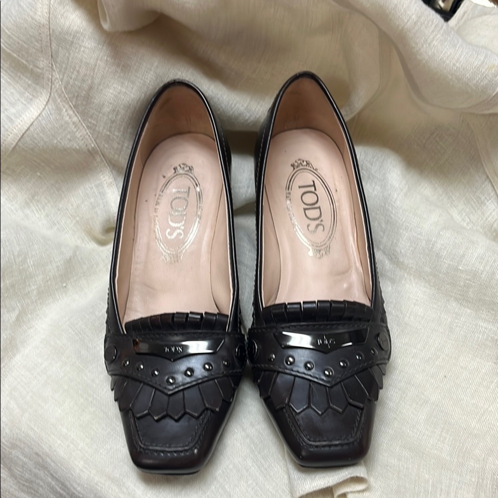 Tod's Brown Mini Heels Sz 35.5